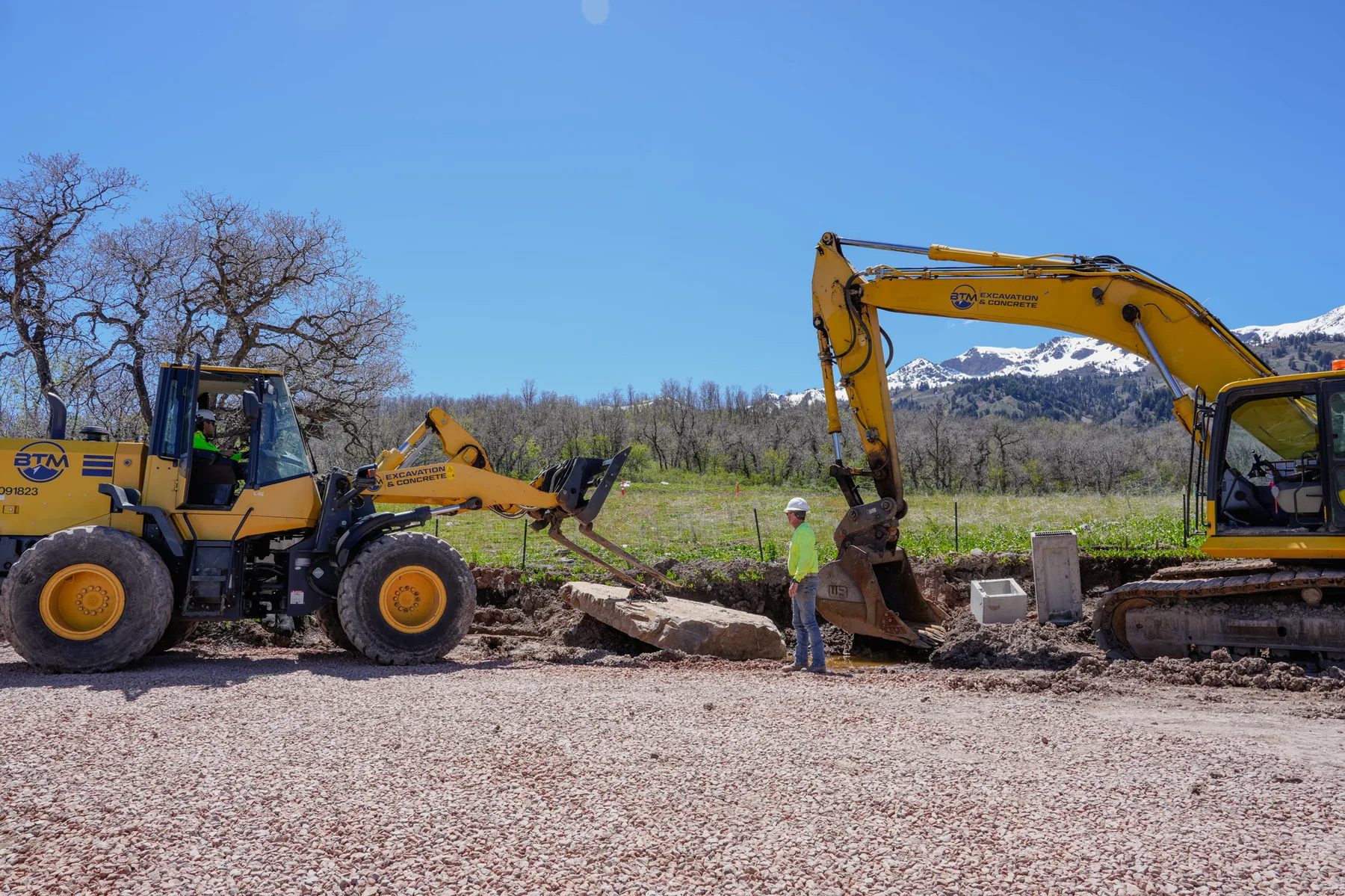 BTM excavation equipment on a mountain construction site